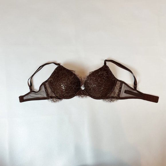 NWOT Victoria's Secret Bra 32D Very Sexy Push-Up Brown Metallic Lace - Picture 2 of 7